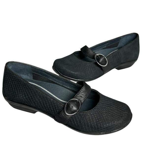 Dansko Shoes - Dansko Orla Mary Jane Shoes Womens US 6 EU 36 Black Snakeskin Leather Comfort